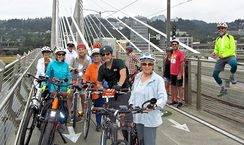 Bike rideers on Tillicum bridge