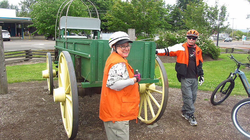 Calry and Harry with old wagon