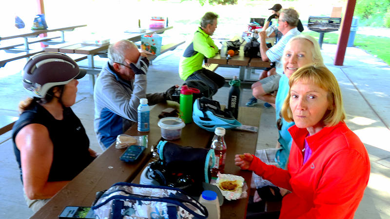 Onme of the picnic tables