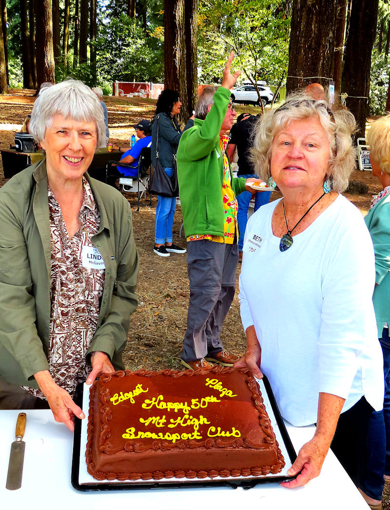 Linda and Beth with cake
