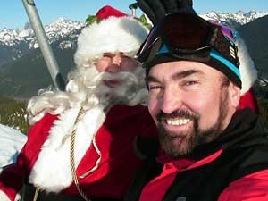 Emilio Trampuz with Santa Claus at Mt. Baker, WA  Dec. 2005.