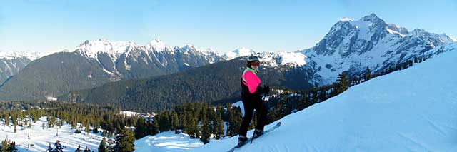 Kurt Krueger enjoying panorama at  Mt. Baker ski area, WA.