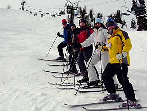 Mt. High sk iclub members at Anthony Lakes, Oregon. Gareth, Jim, Sheridan, Deirdre, Alan.