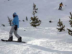 Heidi on snowboard, at Anthony Lakes ski area, Oregon 2006.