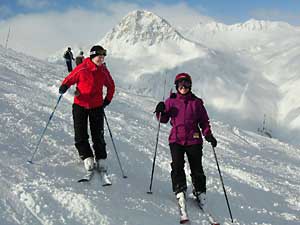 Christi and Elaine in Val d'Isere, France.