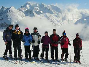 Mt. High ski club members in Val d'Isere, France, the Alps