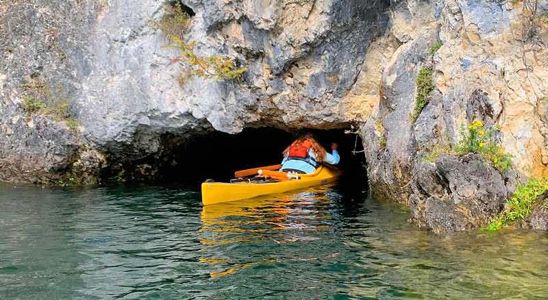 Entering a cave