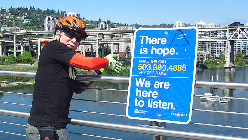 Sign on the bridge