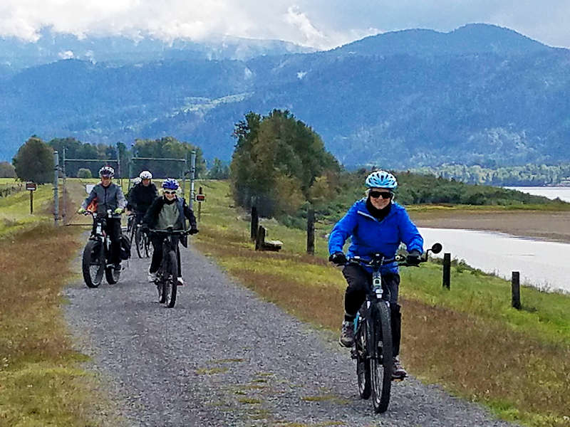 Riding on the dike